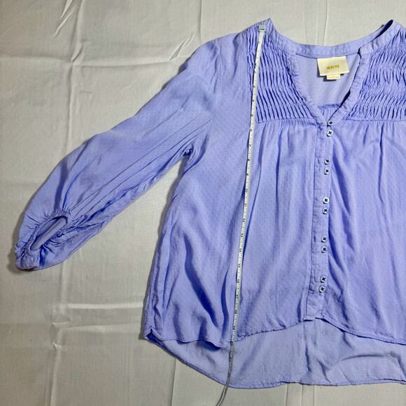 Maeve Pintuck Button Blouse Lavender Women’s 6 Peasant Cottagecore Puff Boho - Picture 7 of 16